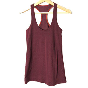 Lululemon Cool Racerback Burgundy Striped Athletic Yoga Pilates Top Size 4